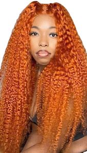 Ginger Orange Lace Front Wig Deep Wave Curly Full Lace Front Human Hair Wigs Water Wave HD Lace Frontal Wig Factory Price