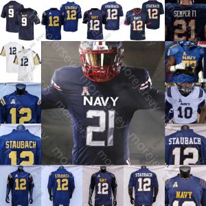 Футбольные майки Custom 2021 Fly Navy Гардемарины Футбольные майки NCAA College Джейкоб Спрингер Роджер Штаубах Кинан Рейнольдс Перри Нельсон Сми