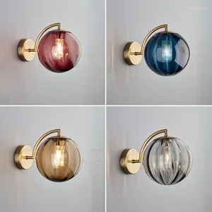 Настенные светильники, современный стеклянный шар, светодиодные светильники, прикроватная лампа в стиле лофт, для спальни, для гостиной, романтический домашний декор, освещение
