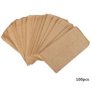 Çiziciler POTS 100 PCS/Paket Kraft Kağıt Tohum Zarfları Mini Paketler Mini Paketler Bahçe Ev Depolama Çantası Yemek Çayı Küçük Hediye Damla Teslimat Veranda Çim Dhomc