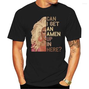 Men's T-skjortor RuPaul Drag Race kan jag få en amen uppe här vintage svart bomullst-shirt män