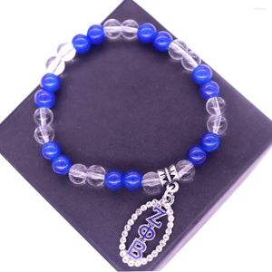 Charm Bracelets White Blue Beaded Sorority ZPB Label Greek Life Club Zeta Phi Beta University Association Jewelry