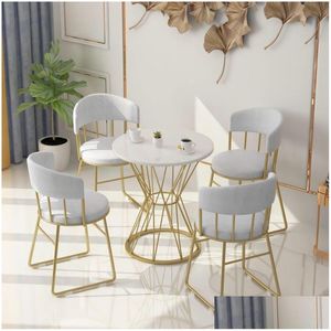 Living Room Furniture Nordic Light Luxury Negotiation Table Cafe Dessert Shop Metal Chair For Indoor Home Decor Drop Delivery Garden Dhfwx
