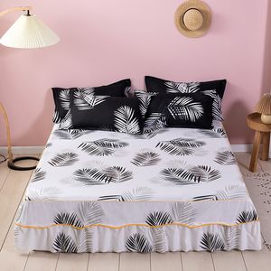 Bed Skirt Printed Bed Skirt Non-slip Bed Cover Mattress Protector Ruffled Bed Skirt Bedsheet Bedding Mattress Cover Bedroom Bedspread 230424