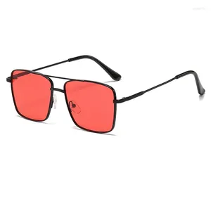 Sonnenbrille Hohe Qualität Design Doppel Strahl Frauen Männer Kleine Quadratische Rahmen Rechteck Metall Sonnenbrille Mode Männlich Weiblich Brillen