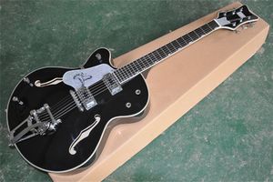 Sol elle Siyah Falcon Caz Elektro Gitar G 6120 Yarı İçi İçi Body Gülağacı Kara Kara Kore Kore Tunerleri Krom Donanım