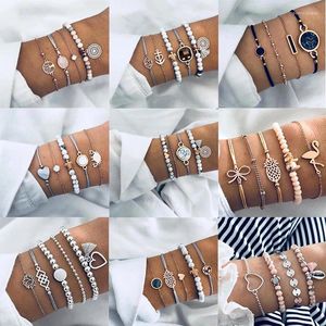 Strand KSRA Bohemian Bracelets Set For Women Shell Star Map Lotus Pineapple Heart Natural Stone Beads Chain Bracelet Boho Jewelry 2023