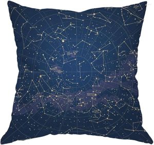 Kudde Case Star Map Cover City Light Constellation in Night Sky Cotton Linen Decorative 18x18 Inch Square Cushion
