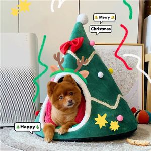 chenils stylos Noël Chats Chenil Chiens Lit Grotte Nid Maison Chat Chaud Hiver Démontable Lavable Mignon Petits Animaux Teddy Pet Kennel 231123