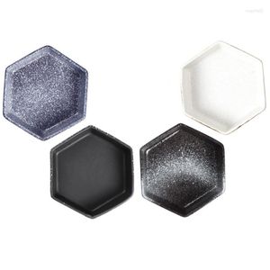 Plates Hexagonal Ceramic Snack Storage Tray Dried Fruit Appetizer Platter Party Candy Pastry Nuts Dish Japanese Style