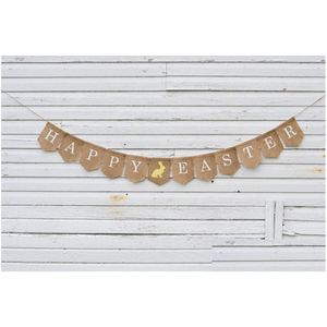 Bannerflaggor 11 Happy Easter Bunny tryckt bunting banners hessian säckväv hängande hänge dekorera tillbehör za5932 droppe leverera dhasv