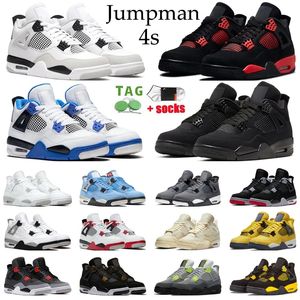 Designer New Jumpman 4 IVBasketball Shoes 4s For Mens Womens Sail Green Pink Seafoam Blue Thunder Bred Military Black Cat Sneakers Casual SB