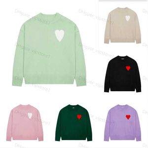 Herren-T-Shirts Amis Paris Fashion Herren-Designer-Amies-Strickpullover, besticktes rotes Herz, einfarbig, große Liebe, Rundhalsausschnitt, kurze Ärmel, ein T-Shirt für Herren