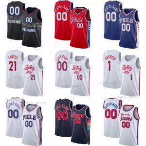 Mens Youth Tyrese Maxey Joel Embiid Jersey Allen Iverson Julius Erving Sixer Matisse thybulle Kids 2024 City White Edition Retro Shirt Blue Jerseys