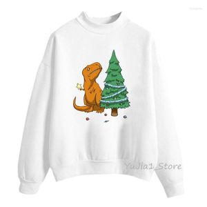 Kadın Hoodies 2023 Kış Moda Dinozorları ve Noel Ağaçları Hayvan Baskı Sweatshirt Kadın Komik Sevimli Hoodie Kadın Sokak Giyim Üstleri