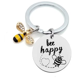 Kreatywna mała pszczoła breloki wisiorek inspirująca torba ze stali nierdzewnej brelok do kluczyków samochodowych akcesoria biżuteria prezent w buku