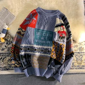 سترات الرجال للرجال عيد الميلاد سترة الخريف الشتاء دافئ كرتون غير رسمي مطبوع pullover البطيء على الطراز O-neck haruku زوجين pullovers 612