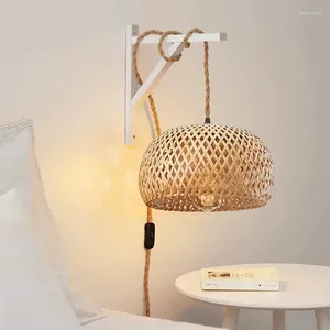 Lâmpadas pendentes estilo americano candelabro rural tecido rattan arte sala de estar jantar quarto estudo corda lâmpada