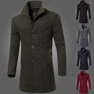 Trench da uomo Cappotto da uomo Spesso monopetto Lunghezza media Autunno Inverno Risvolto Giacca a vento Abbigliamento da uomo Per l'uso quotidiano