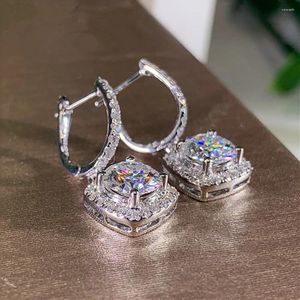 Dangle Earrings Korean Fashion Sliver Color Square Inlay Zircon Earring Delicate Simple Earings For Women Party Birthday Jewlery