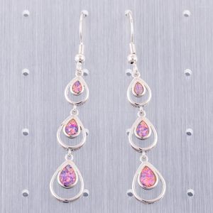 Dangle Earrings KONGMOON 3 Teardrop Shape Lavender Purple Fire Opal Silver Plated Jewelry For Women Drop