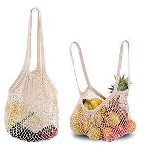 Storage Baskets Reusable Food Bags Fruit And Vegetable Washable Cotton Mesh Silk Organic Tote Short