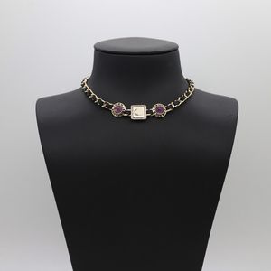 Anhänger Halsketten Vintage Lila Gold Pulver Acryl Vergoldetes Messing Leder Tragen Hochwertige Damen Hemd Dekoration Halskette