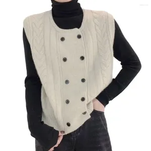 Kamizelki damskie Lady Soft Vest Cozy dzianinowe, podwójne, ciepły stylowy top bez rękawów z skręconym wzorem kwiatowym kobiety