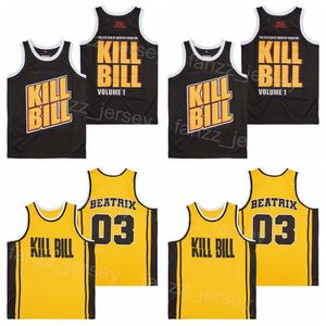 Basketball Movie 03 Beatrix Jersey Video Kill Bill 1 Volume e Retro para os fãs de esportes Pure Cotton Black Amarelo Retire Retire Breathable Vintage Hiphop Pullover Men