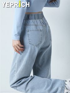 Damen Jeans Jeans Hight Waist Damen Mom Fashion Elastische Taille Jeanshose Straight Leg Loose Fit Streetwear Summer Style Baggy Hose 230424