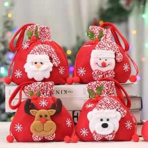 Juldekorationer Creative English Apple Gift Bag Holders Santa Claus Kids Xmas Candy Bags Flannelette Red Handbag Decoracion For Home