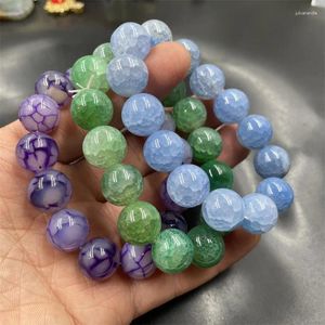 Strand 14mm Dragon Pattern Agate Bracelet Purple Blue Jade