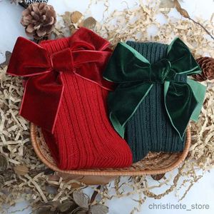 Kindersocken Baby Mädchen Kniestrümpfe Kinder Baumwolle Großer Bogen Weihnachtssocke Feste Wollbeinlinge Mädchen Kleinkind Weiche Lange Socken Für Kinder