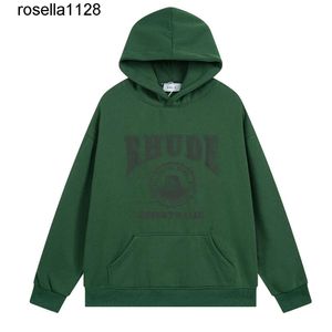 2024SSメンズフーディーRHUDEデザイナーパーカーヨーロッパアメリカメンズスタイリストカモフラージスウェットスウェットシャツラウンドネックプルオーバーメンズレディースパーカー