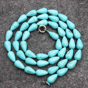 Chains Bohemia Women Long Chain Necklace Statement Fashion Turquoises Stone Teardrop Beads Strand Necklaces Gifts Jewelry 32" B240