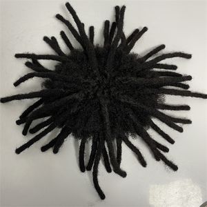 Capelli umani vergini peruviani Parrucchino Radice Afro Kinky Curl Dreadlocks neri Toupee 8x10 Unità piena di pizzo per uomini neri