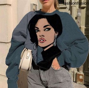 Men's Hoodies Sweatshirts Urban Women Cartoon Print Long sleeved O Neck Spring Autumn Fashion Indie Pullovers Plus Size 3 Colors Loose Jumper