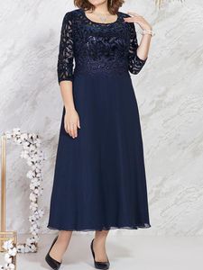 Abiti taglie forti 5XL Abito da sera Donna 2023 Primavera Estate Patchwork in pizzo con paillettes Elegante per le donne da 50 a 60 anni