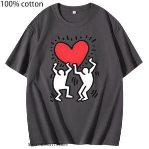 Damen T-Shirt K-keith H-haring T-Shirt Kawaii T-Shirt Kpop T-Shirt Süßes Gothic T-Shirt 100 % Baumwolle Sommerkleidung T-Shirt Herren/Damen