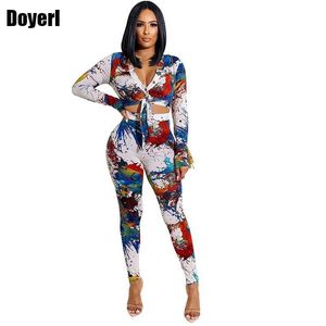 Women's Tracksuits Tie Dye 2 Piece Sets Womens Outfits Sweat Suit Fall Clothes for Women Blouses Crop Top and Pants Sets Tracksuit Wholesale Items P230419