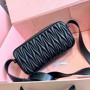 Pleated Crossbody Bag Shoulder Bag High Quality Women Zipper Handbags Sheepskin Leather Square Clutch Bags Adjustable Strap Cell Phone Pocket Wallets Black