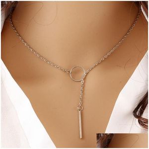 Pendant Necklaces Gorgeous Y Necklace For Women Bar Circle Necklaces Adjustable Long Chain Jewelry Drop Delivery Jewelry Necklaces Pen Dhkdg