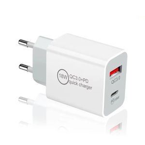 Dual Ports USB Type C Charger 2.4A USB-C PD Wall Charger Power Adapters EU US Plug för iPhone 15 14 Plus Samsung Tablet PC Android Mobile