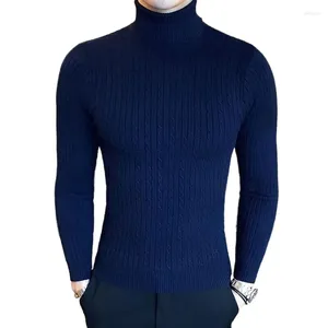 Herrtröjor 2023 vinter tjock hög krage varm tröja män svart grå smal pullover klassisk fast färg casual dubbel