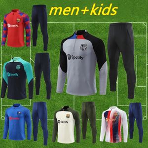 Ansu Fati Camisetas de Tracksuit Zestaw 23/24 Barcelona Mężczyźni i dzieci Barca dla dorosłych chłopców Lewandowski F. de Jong Training Training Kurtka Chandal Futbol Surowanie