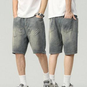 Men's Jeans Plus Size Stretch Denim Shorts Men Streetwear Mens Clothing Summer Light Blue High Quality Man Cotton Straight Fit Short