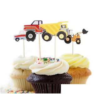 Party Decoration 24Pcs/Set Different Car Theme Supplies Cartoon Cupcake Toppers Pick Kid Birthday Decorations Wa1365 Drop Delivery H Dhj6T