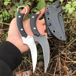Top Quality Karambit Claw Knife 440C Stone Wash Blade Full Tang G10 Handle Outdoor Survival Tactical Machete With Kydex203p
