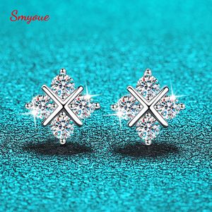 Dangle Chandelier Smyoue 0.8cttw Full Studs Earrings for Women Wedding Sparkling Classic Cross Earring 100% S925 Silver Plated Platinum 230422