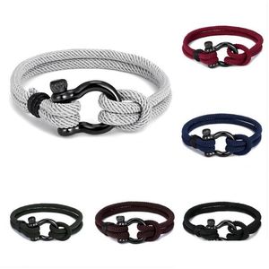 Manschettflätat rep manschettarmband för män kvinnor lätta nautiska armband med rostfritt stål hästsko lås mode smycken droppe dhnxe